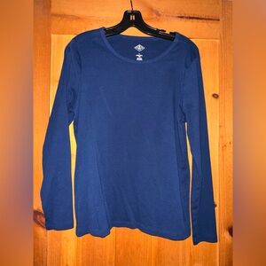 St. John's Bay Navy Long Sleeve Tee-Lg washed not dried